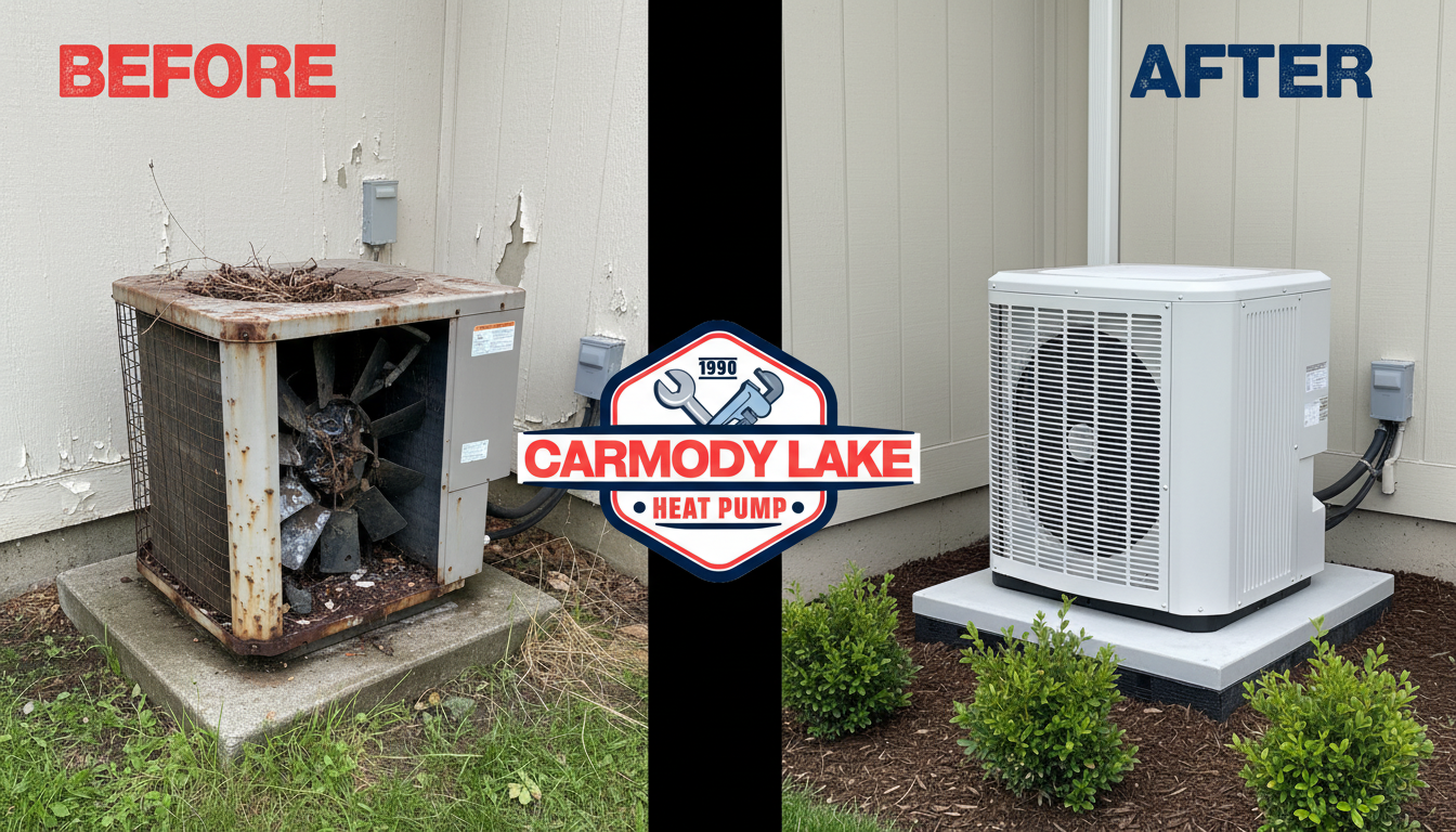 Air Source Heat Pump Repair and Replacement Before and After - Carmody Lake Plumbing Lakewood CO
