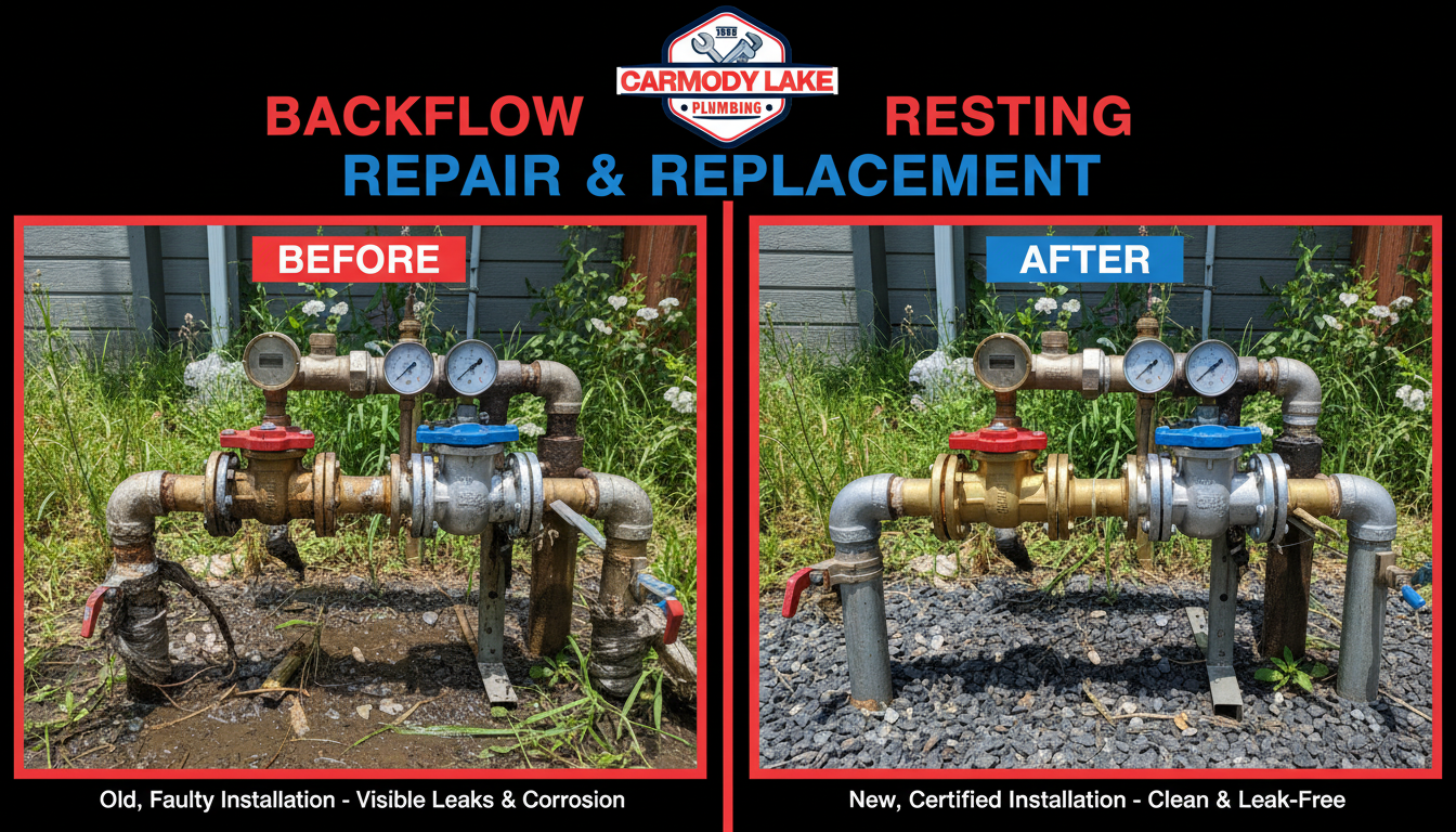 Before and after backflow testing repair and replacement by Carmody Lake Plumbing in Lakewood CO
