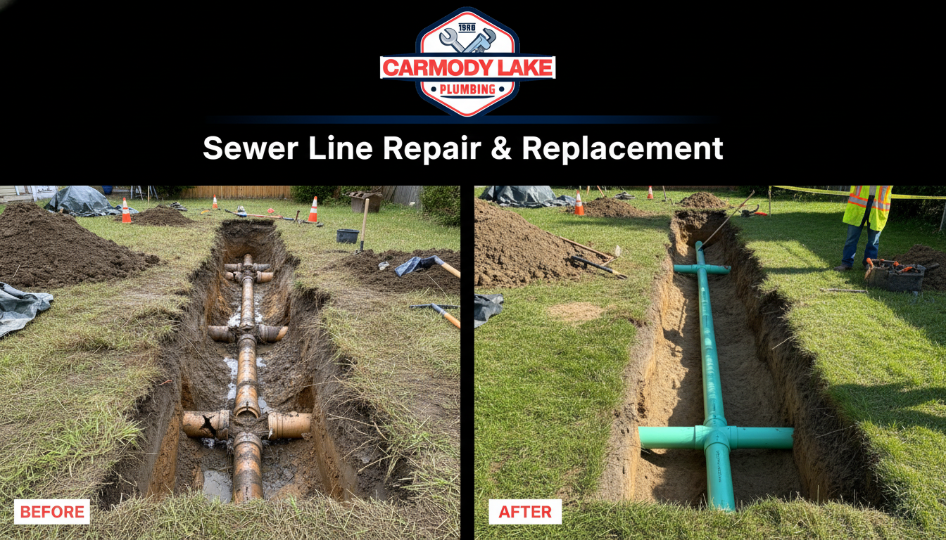 Sewer Line Repair and Replacement Before and After - Carmody Lake Plumbing Lakewood CO