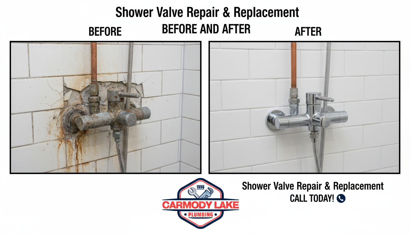 Shower Valve Repair and Replacement Before and After - Carmody Lake Plumbing Lakewood CO