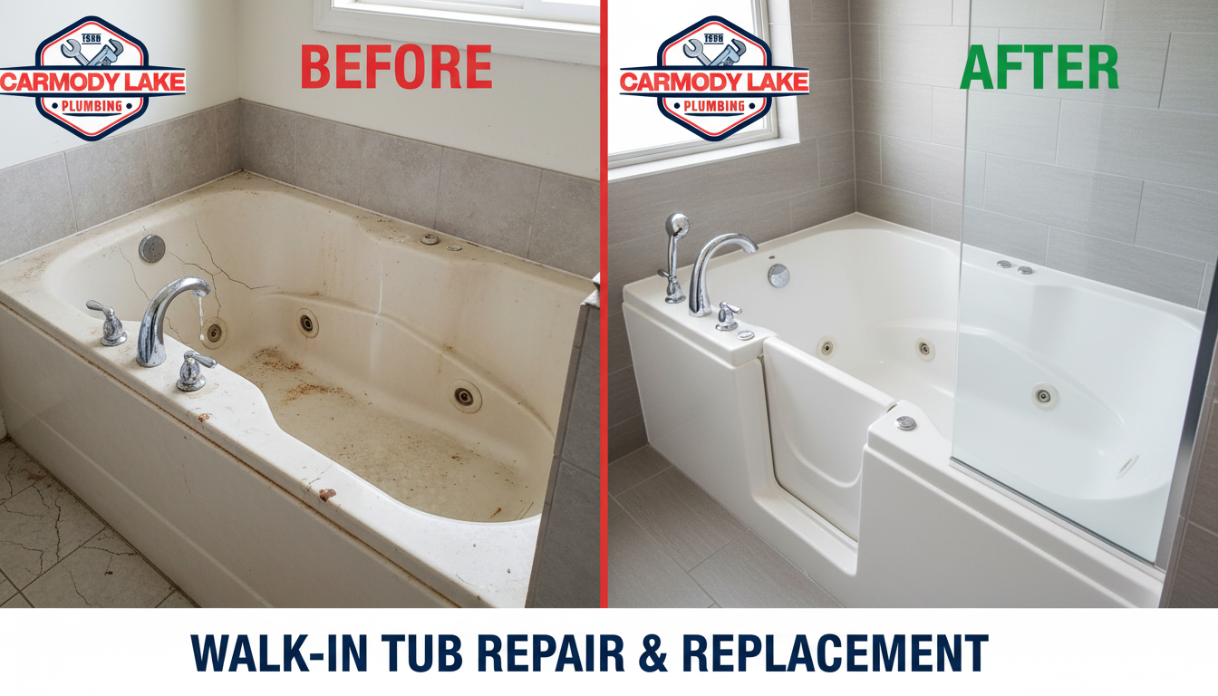 Walk-In Tub Repair and Replacement Before and After - Carmody Lake Plumbing Lakewood CO