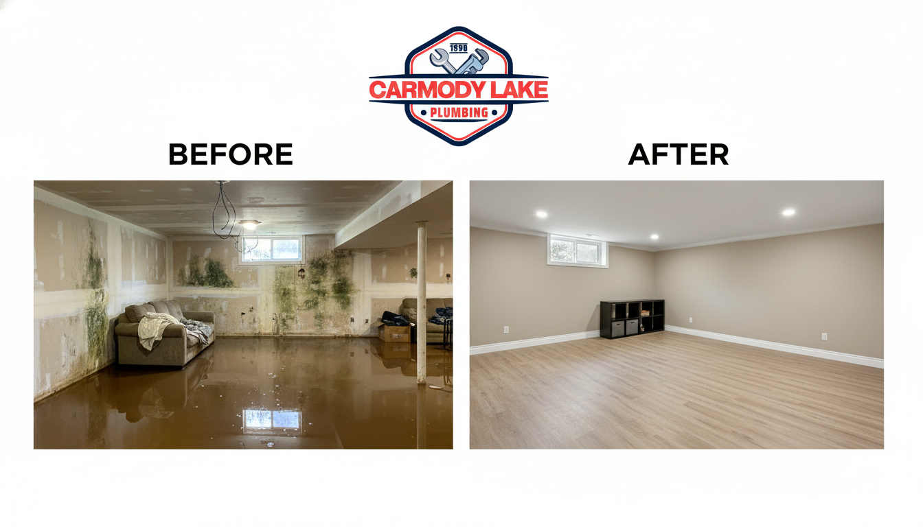 Water Damage Restoration Before and After - Carmody Lake Plumbing Lakewood CO