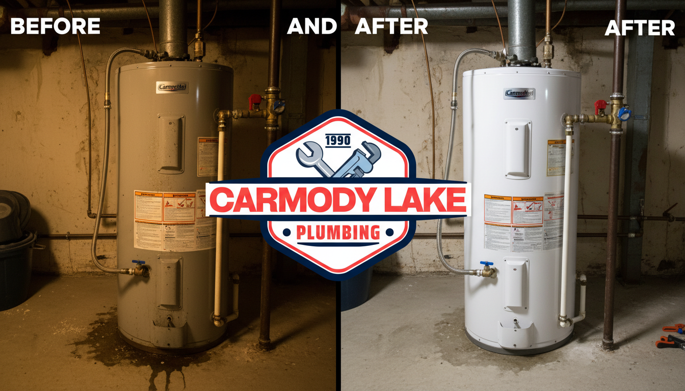 Before and after water heater repair and replacement by Carmody Lake Plumbing Lakewood CO